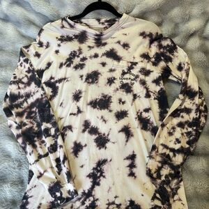 PINK Victoria's Secret Black and Cream Long Sleeve Tee